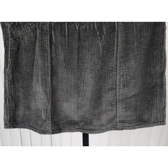 Aerie Corduroy Micro Mini Skirt Front Slit Elastic Waist Dark Grey Medium New - Picture 9 of 12